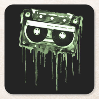 Vintage audiocassette square paper coaster