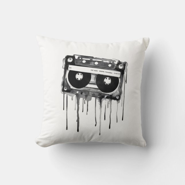 Vintage audiocassette throw pillow (Front)