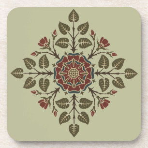 Vintage Audsley Tudor Rose Victorian Pattern Art Beverage Coaster