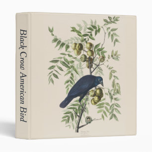 Vintage Audubon American Crow Bird Nature Art 3 Ring Binder