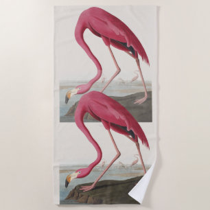 Vintage Audubon American Flamingo Pink Bird Art Beach Towel
