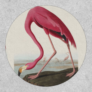 Vintage Audubon American Flamingo Pink Bird Art Patch