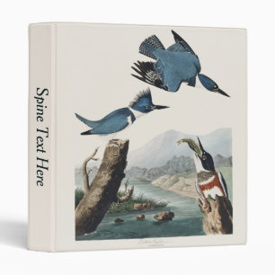 Vintage Audubon Belted Kingfisher Bird Art 3 Ring Binder