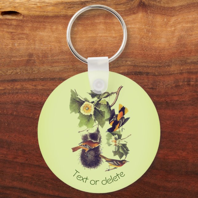 Vintage Audubon Birds Troupial Oriole Personalized Keychain (Front)