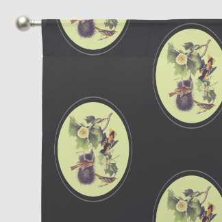 Vintage Audubon Birds Troupial Oriole Sheer Curtains