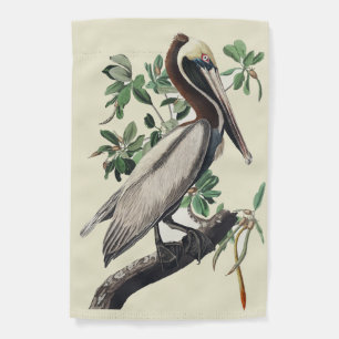 Vintage Audubon Brown Pelican Coastal Bird Art Garden Flag