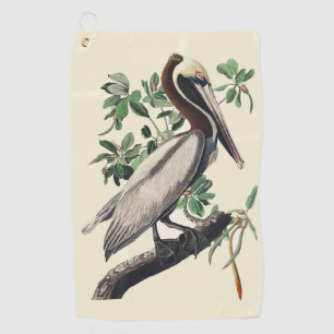 Vintage Audubon Brown Pelican Coastal Bird Art Golf Towel