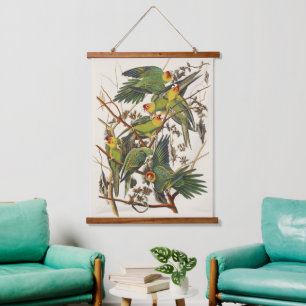 Vintage Audubon Carolina Parakeet Bird Art Hanging Tapestry