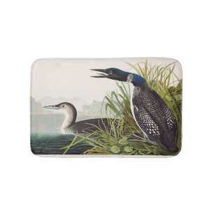 Vintage Audubon Common Loon Bird Nature Art Bath Mat