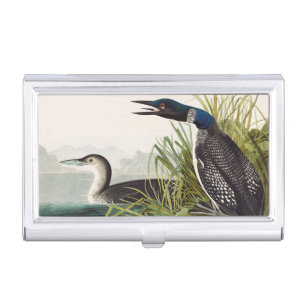 Vintage Audubon Common Loon Bird Nature Art Business Card Case
