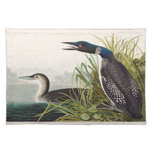 Vintage Audubon Common Loon Bird Nature Art Cloth Placemat