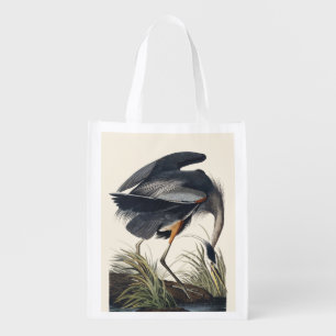 Vintage Audubon Great Blue Heron Bird Nature Art Grocery Bag