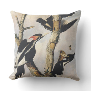 Vintage Audubon Ivory Billed Woodpecker Art Outdoor Pillow