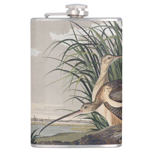 Vintage Audubon Long-billed Curlew Bird Art Flask (Front)
