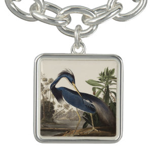 Vintage Audubon Louisiana Heron Bird Art Bracelet
