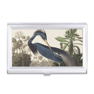 Vintage Audubon Louisiana Heron Bird Art Business Card Case