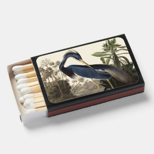 Vintage Audubon Louisiana Heron Bird Art Matchboxes