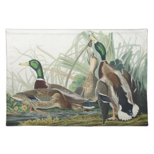 Vintage Audubon Mallard Duck Wildlife Art Cloth Placemat