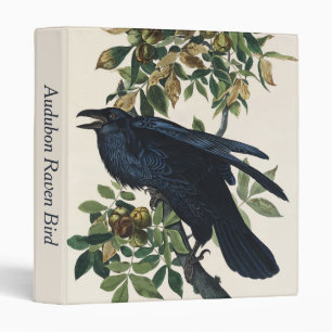 Vintage Audubon Raven Bird Nature Art 3 Ring Binder
