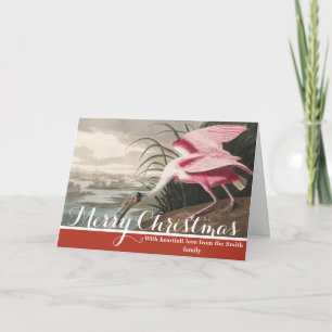 Vintage Audubon Roseate Spoonbill Bird Art Holiday Card