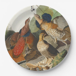 Vintage Audubon Ruffed Grouse Bird Nature Art Paper Plates