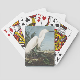 Vintage Audubon Snowy Heron White Egret Bird Art Poker Cards