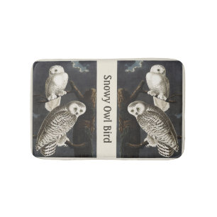 Vintage Audubon Snowy Owl Night Bird Art Bath Mat