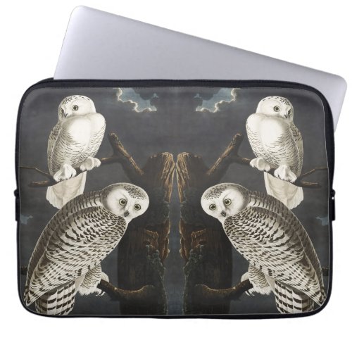 Vintage Audubon Snowy Owl Night Bird Art Laptop Sleeve