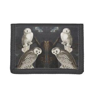 Vintage Audubon Snowy Owl Night Bird Art Tri-fold Wallet