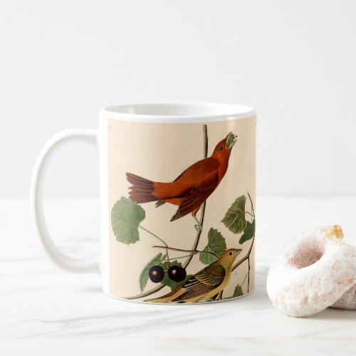 Vintage Audubon Summer Tanager Bird Painting Gift  Coffee Mug