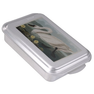 Vintage Audubon White Swan Water Lily Art Cake Pan