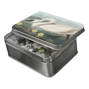 Vintage Audubon White Swan Water Lily Art Jigsaw Puzzle