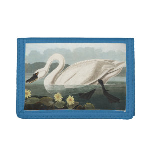 Vintage Audubon White Swan Water Lily Art Tri-fold Wallet