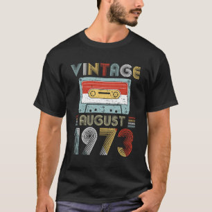 Vintage August 1973 Birthday Cassette Tape T-Shirt
