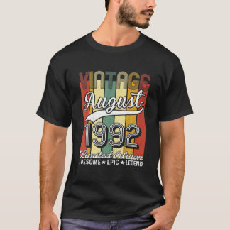 Vintage August 1992 29Th Birthday Limited Edition T-Shirt