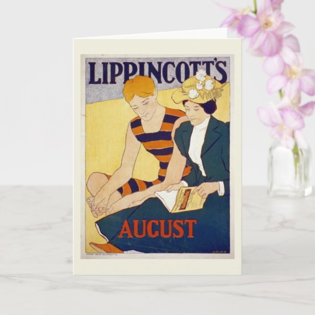Vintage August Birthday  Card (Orchid)