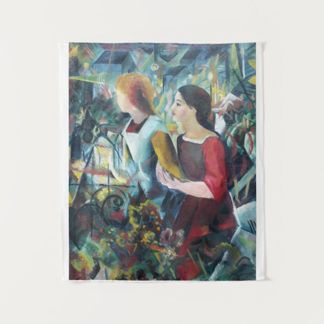 Vintage August Mache Two Girls Tapestry (Front)
