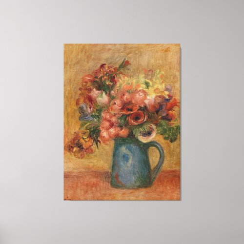 Vintage Auguste Renoir Yellow Pink Vase of Flowers Canvas Print