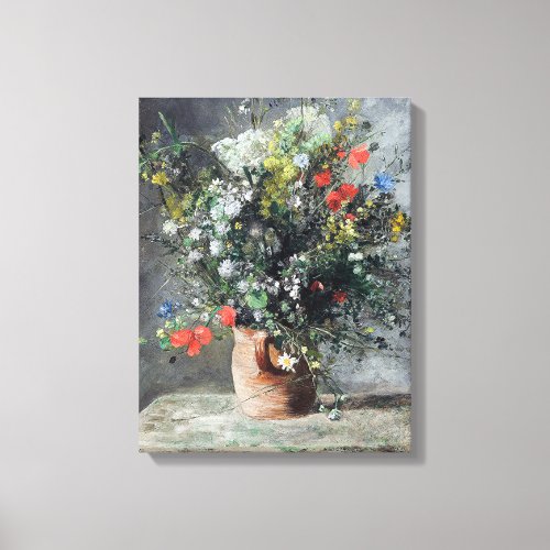 Vintage Auguste Renoir Yellow Pink Vase of Flowers Canvas Print