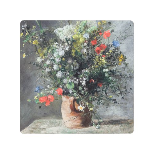 Vintage Auguste Renoir Yellow Pink Vase of Flowers Metal Print