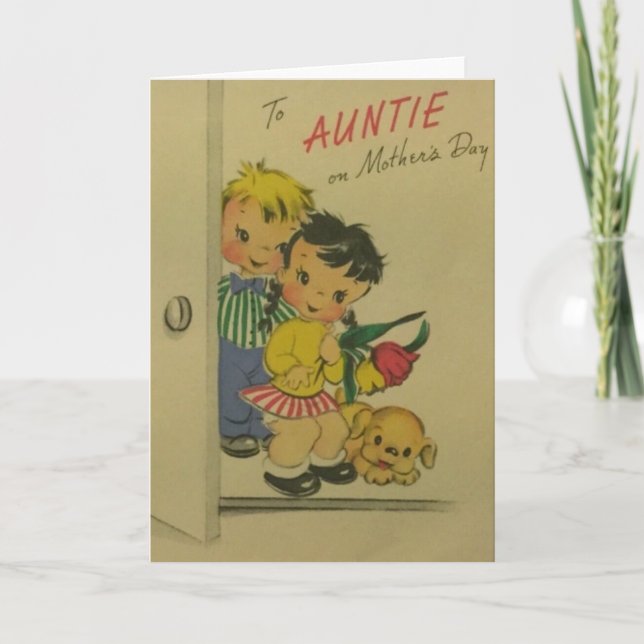 Vintage Auntie Mother's Day Greeting Card (Front)