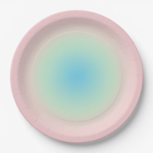 Vintage Aura Blue Pink Gradient Ombre  Paper Plates