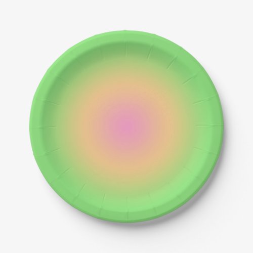 Vintage Aura Green Yellow Pink Gradient Ombre Paper Plates