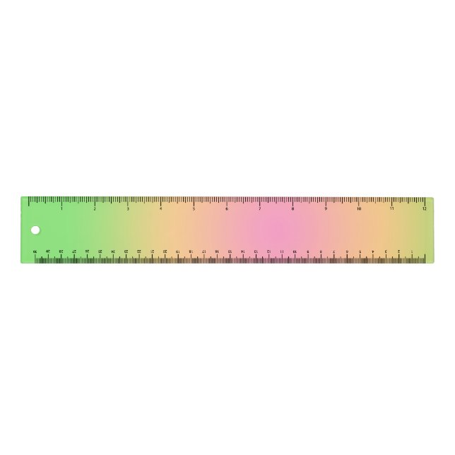 Vintage Aura Green Yellow Pink Gradient Ombre   Ruler (Front)