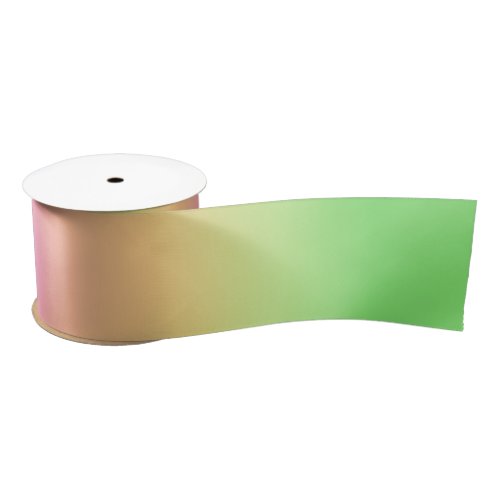 Vintage Aura Green Yellow Pink Gradient Ombre   Satin Ribbon