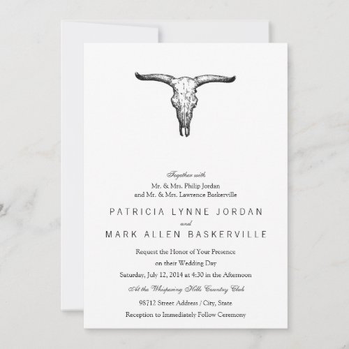 Vintage Aurochs Skull Illustration Invitation