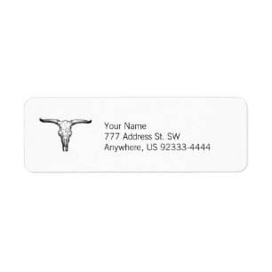 Vintage Aurochs Skull Illustration Label