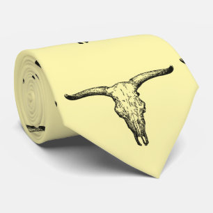 Vintage Aurochs Skull Illustration Neck Tie