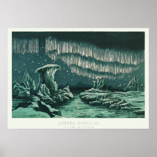 Vintage Aurora Borealis Illustration Poster