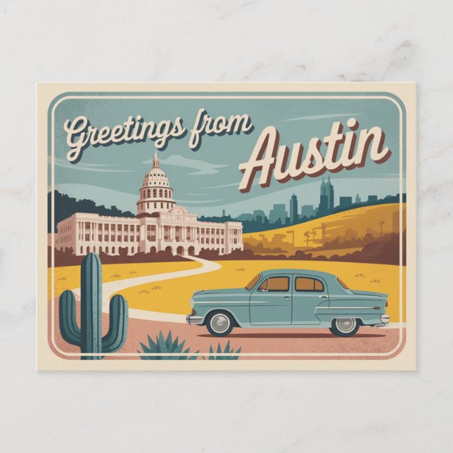 Vintage Austin Postcard | Greetings from Austin (Front)